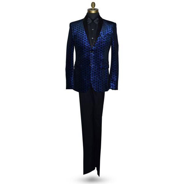 Royal Blue Medallion Velvet Ensemble