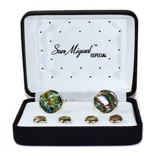 Abalone Cufflinks and Stud Set-GOLD