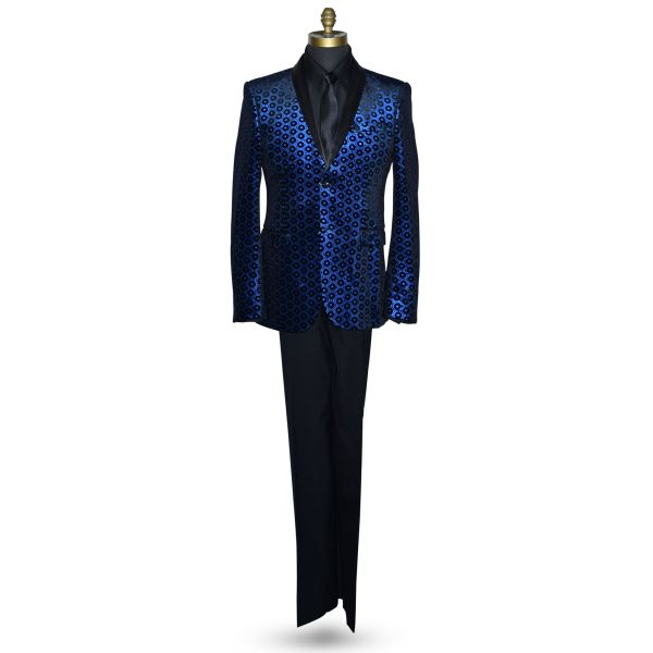Royal Blue Medallion Velvet Ensemble