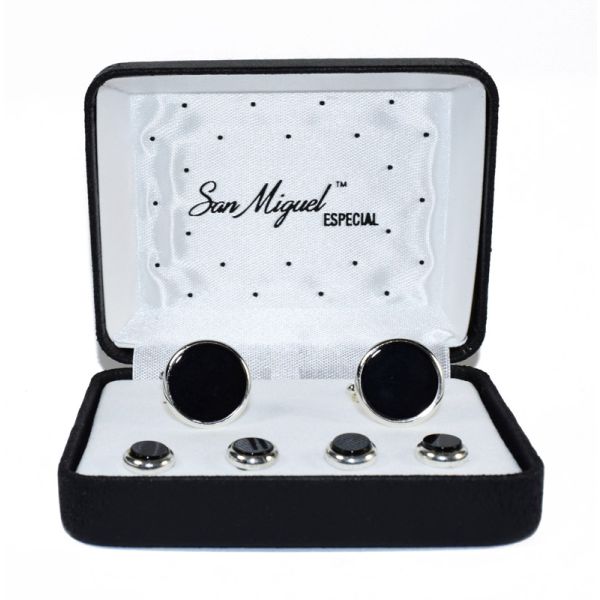 Genuine Onyx Cufflinks and Stud Set