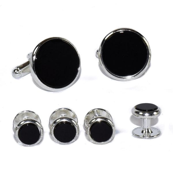 Genuine Onyx Cufflinks and Stud Set