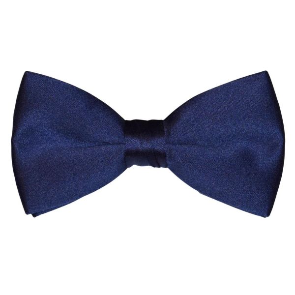 NAVY BLUE SATIN BOWTIE, PRE-TIE