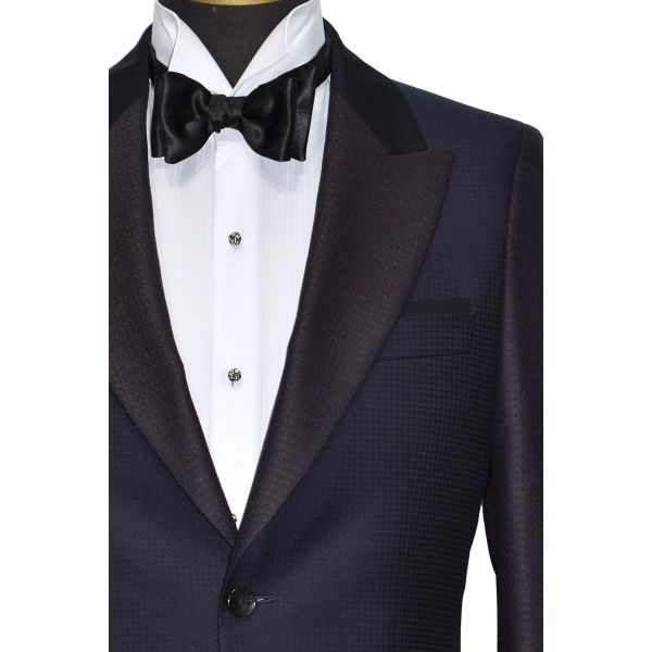 NAVY PEAK LAPEL TUXEDO WITH TEXTURED FABRIC-ULTRA SLIM