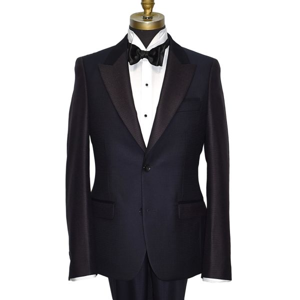 NAVY PEAK LAPEL TUXEDO WITH TEXTURED FABRIC-ULTRA SLIM