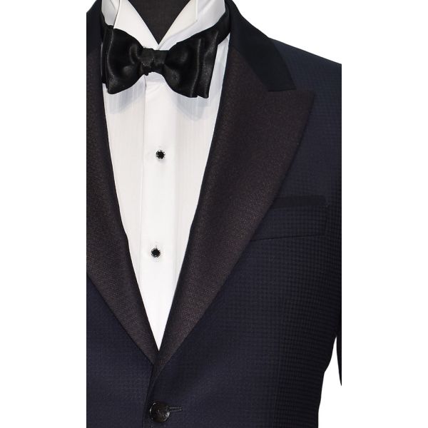 NAVY PEAK LAPEL TUXEDO WITH TEXTURED FABRIC-ULTRA SLIM