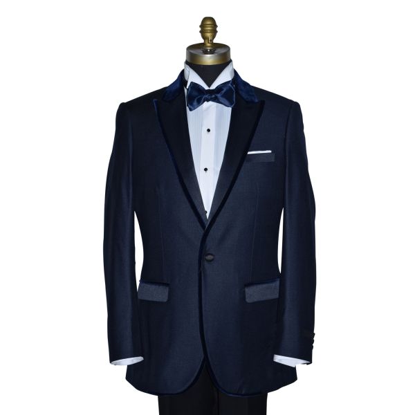 Navy Blue Tuxedo with Velvet Trim Ensemble