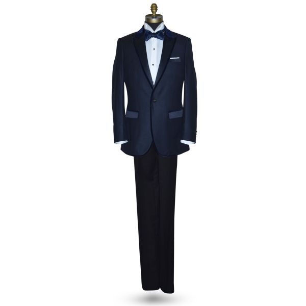 Navy Blue Tuxedo with Velvet Trim Ensemble