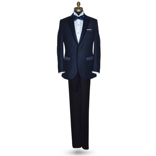 Navy Blue Tuxedo with Velvet Trim Ensemble