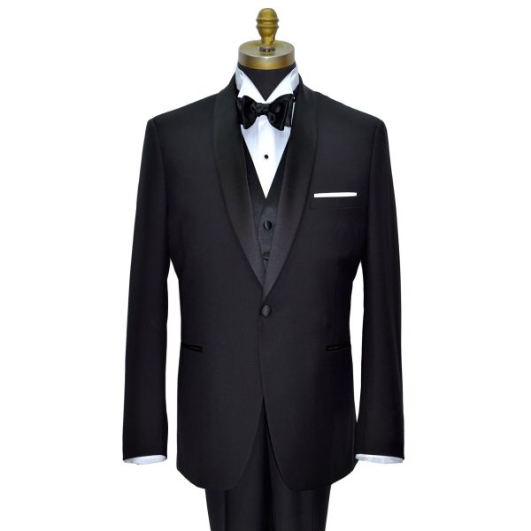 BLACK SHAWL LAPEL MODERN FIT TUXEDO - COAT AND PANTS SET