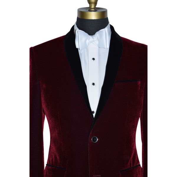 BURGUNDY VELVET DINNER JACKET ENSEMBLE