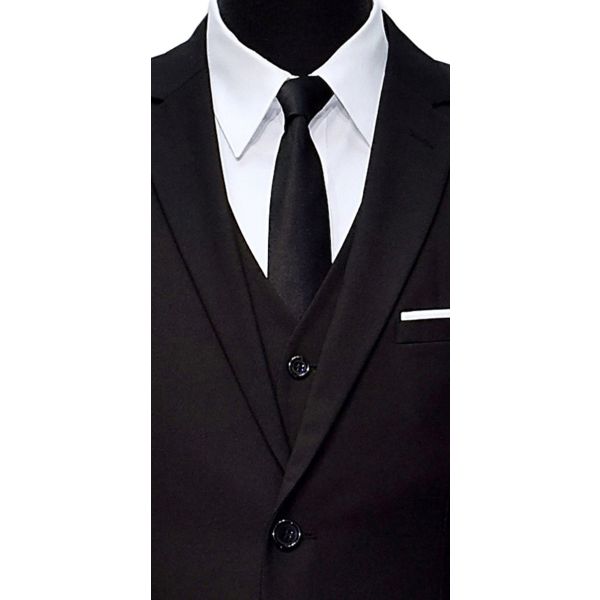 BLACK SATIN SKINNY DRESS TIE