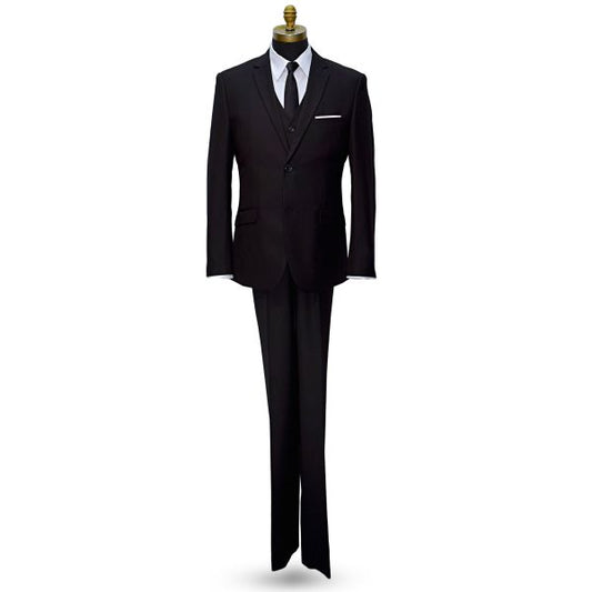 Black Slim Fit Suit - 3 Piece Ensemble. Coat, Pants and Vest