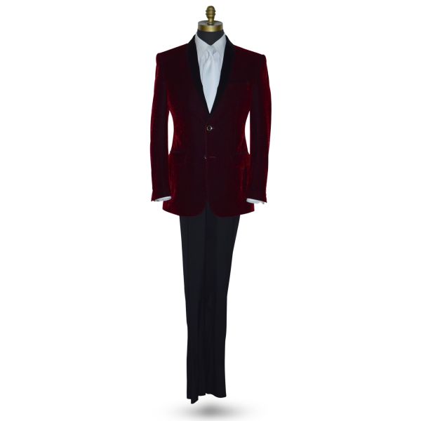 BURGUNDY VELVET DINNER JACKET ENSEMBLE
