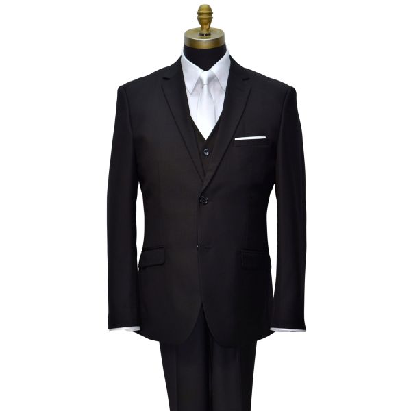 Black Slim Fit Suit - 3 Piece Ensemble. Coat, Pants and Vest