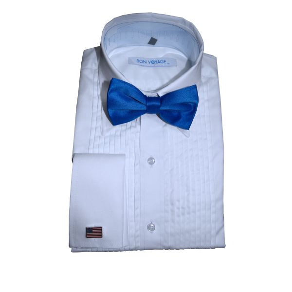 ROYAL BLUE SATIN BOWTIE,  PRE-TIED