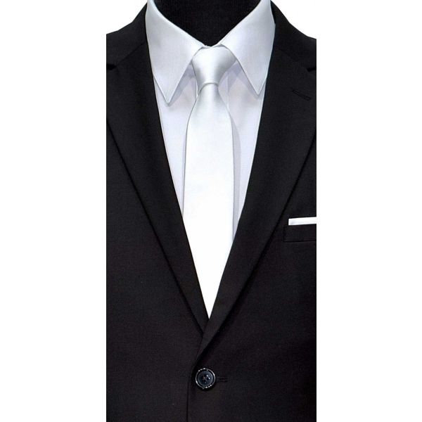 WHITE SATIN SKINNY DRESS TIE-LOW SHEEN