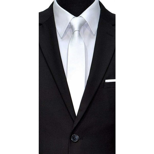 WHITE SATIN SKINNY DRESS TIE-LOW SHEEN