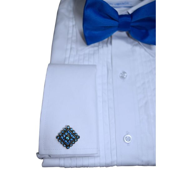 ROYAL BLUE SATIN BOWTIE,  PRE-TIED
