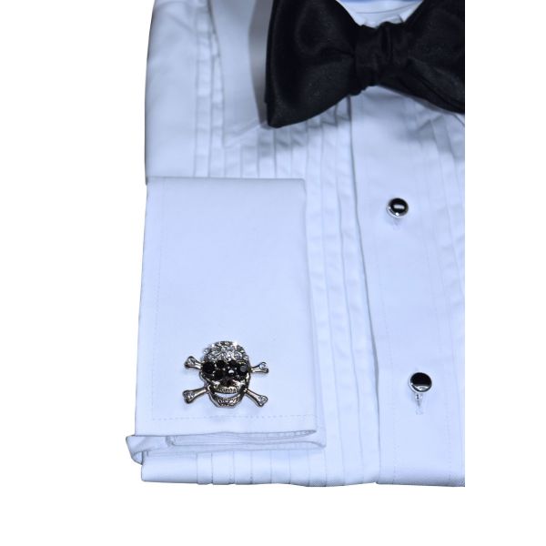 BIG CRYSTAL SKULL AND BONES CUFFLINKS
