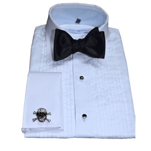 BIG CRYSTAL SKULL AND BONES CUFFLINKS