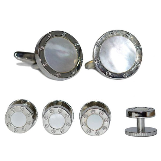 Mother-of-Pearl Cufflinks and Stud Set