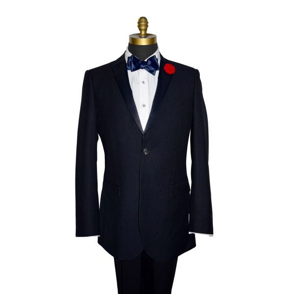 Midnight Blue Swiss Pique Texture Tuxedo Ensemble