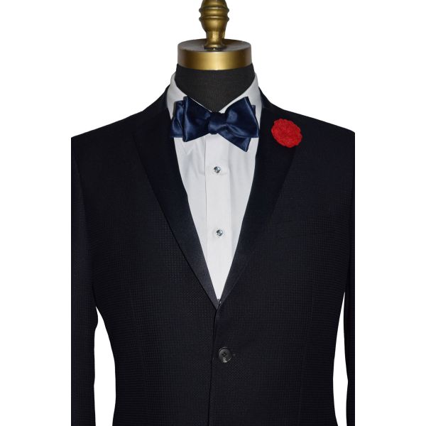 Midnight Blue Swiss Pique Texture Tuxedo Ensemble