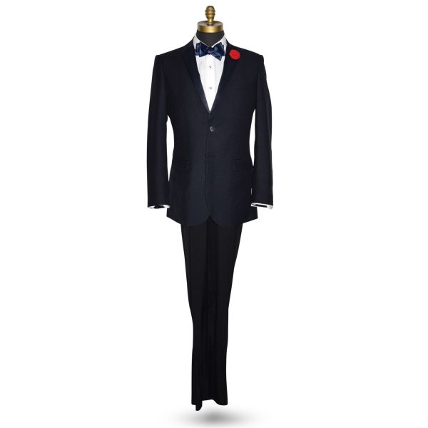 Midnight Blue Swiss Pique Texture Tuxedo Ensemble