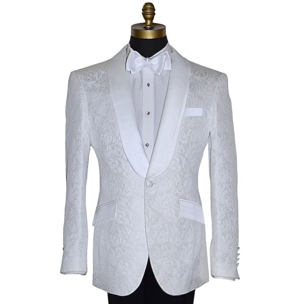 White Brocade Tuxedo Ensemble