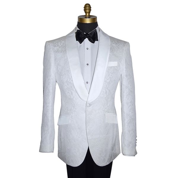 White Brocade Tuxedo Ensemble