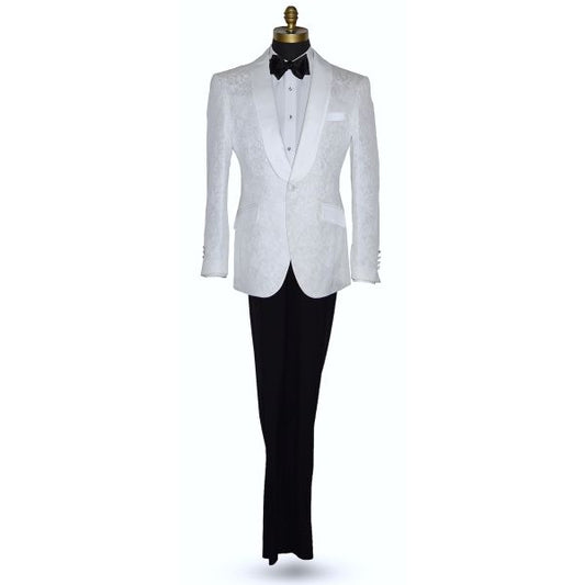 White Brocade Tuxedo Ensemble