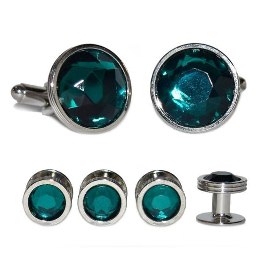 EMERALD GREEN CUFFLINKS AND STUDS