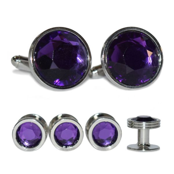 AMETHYST PURPLE CUFFLINKS AND STUDS