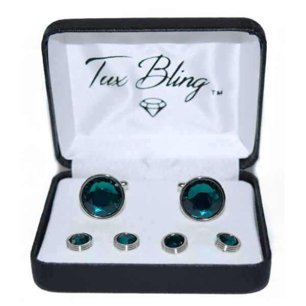 EMERALD GREEN CUFFLINKS AND STUDS