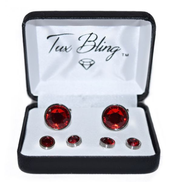 GARNET RED CUFFLINKS AND STUDS