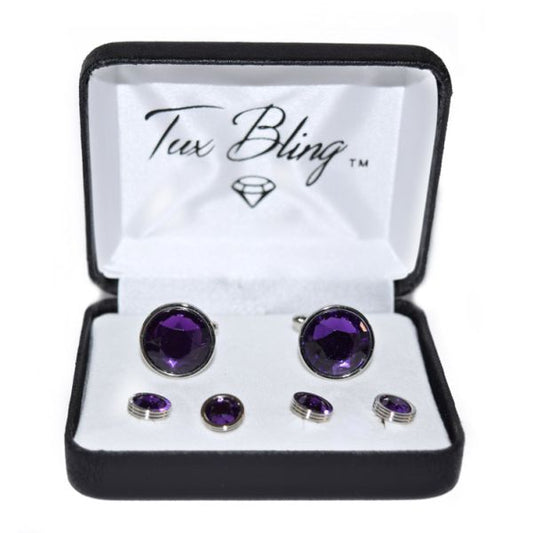 AMETHYST PURPLE CUFFLINKS AND STUDS