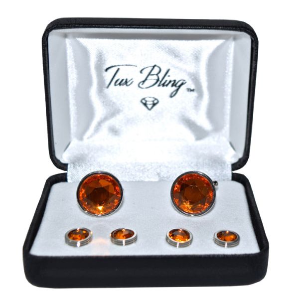 TOPAZ ORANGE CUFFLINKS AND STUDS