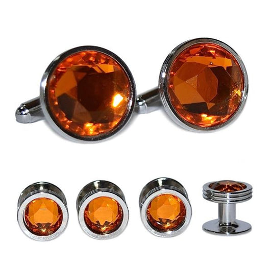 TOPAZ ORANGE CUFFLINKS AND STUDS