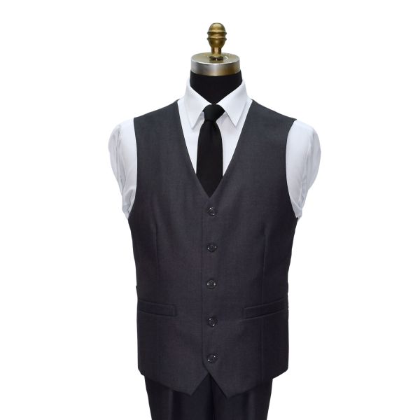 CHARCOAL GRAY MENS SLIM FIT 3 PIECE SUIT VEST ENSEMBLE