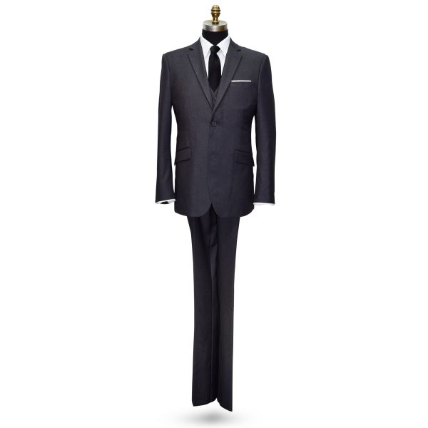 CHARCOAL GRAY MENS SLIM FIT 3 PIECE SUIT VEST ENSEMBLE