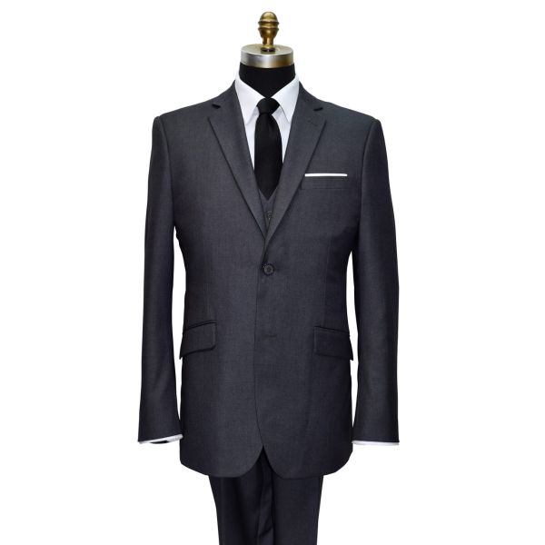 CHARCOAL GRAY MENS SLIM FIT 3 PIECE SUIT VEST ENSEMBLE
