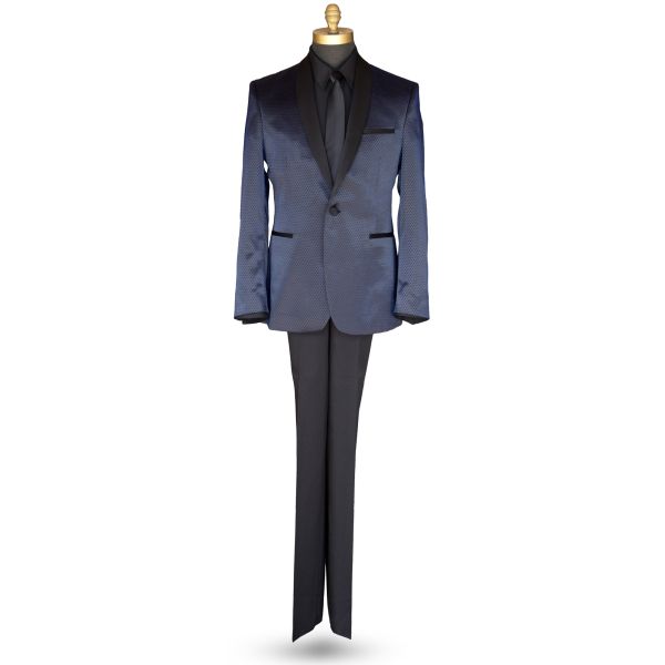 Black-Blue Glaze Shawl Collar Tuxedo Ensemble