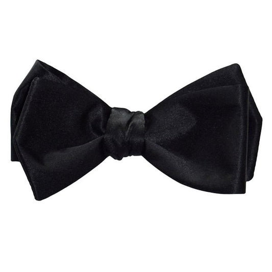 BLACK SILK 2 1/2 " DIAMOND TIP BOWTIE, TIE-YOURSELF