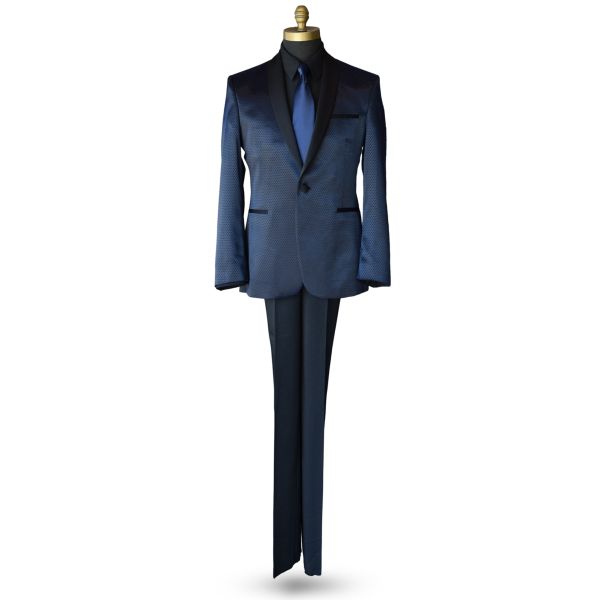 Black-Blue Glaze Shawl Collar Tuxedo Ensemble