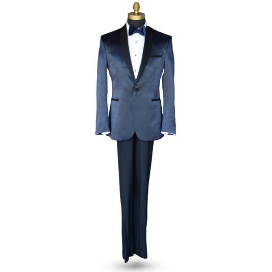 Black-Blue Glaze Shawl Collar Tuxedo Ensemble