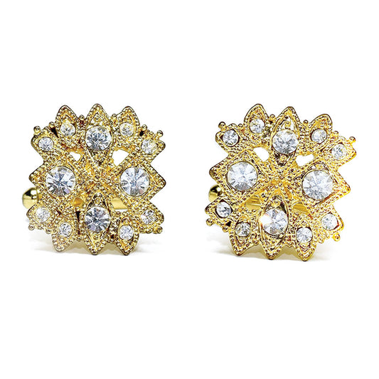 GOLD FINISH CUFFLINKS WITH CRYSTALS