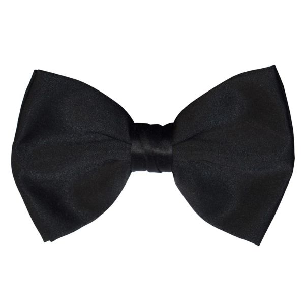 BLACK SATIN BOWTIE 3 INCH, PRE-TIED