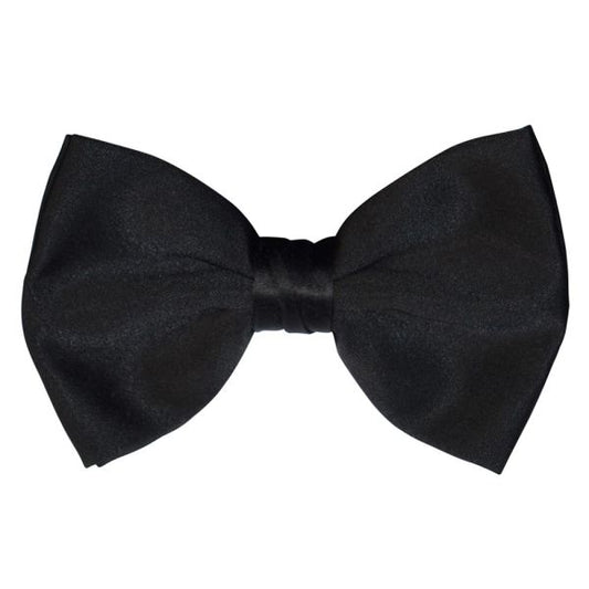 BLACK SATIN BOWTIE 3 INCH, PRE-TIED