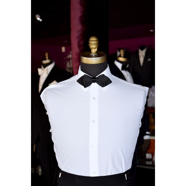 BLACK SATIN DIAMOND TIP BOWTIE, PRE-TIED