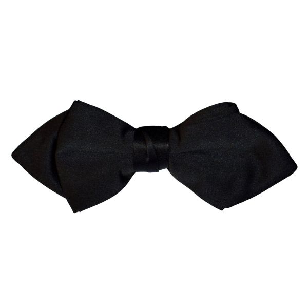 BLACK SATIN DIAMOND TIP BOWTIE, PRE-TIED